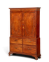 Hauptstadt Möblerei antiker englischer Mahagoni Wäscheschrank um 1900 mit Oval-Intarsien und vier Schubladen