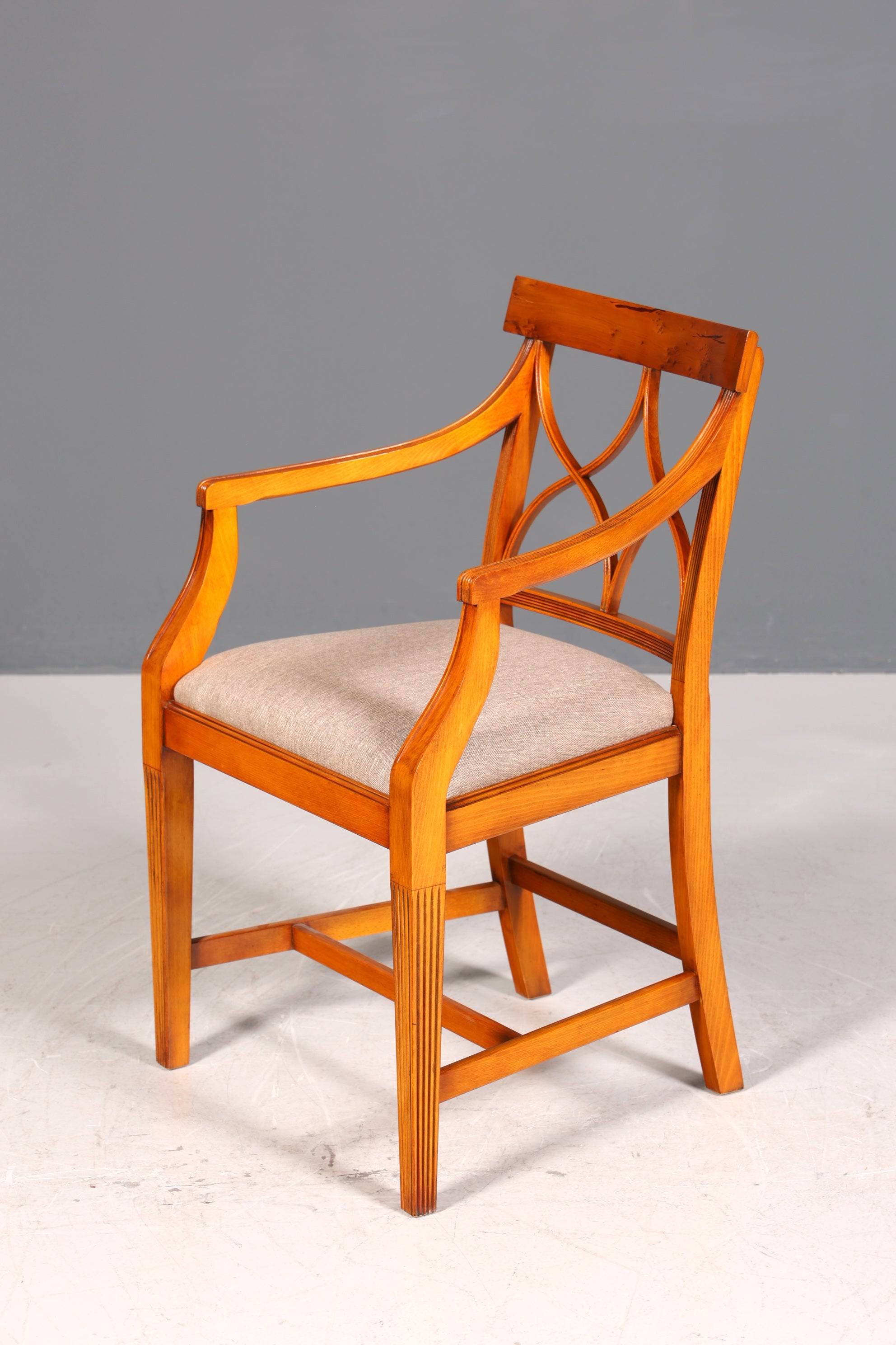 Beautiful Bevan Funell Chair Armchair English Yew Reprodux Antique Secretary Chair UK Upholstered Chair 1 of 2