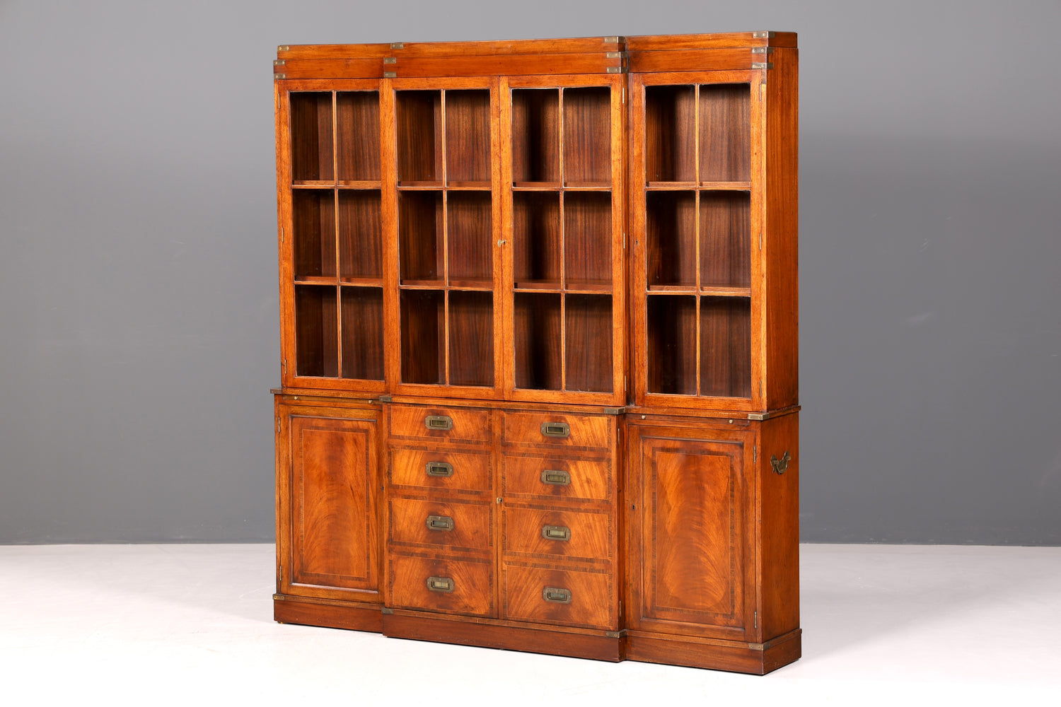 Wunderschöner Maritimer Vitrinenschrank Englisch Bibliothek Bücherschrank Buffet Antik Massiv Echt Holz Schrank UK Vintage