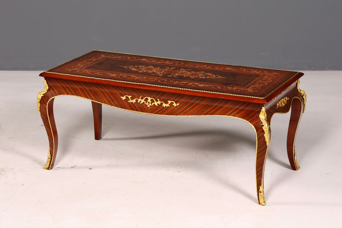Traumhafter Barock Stil Couchtisch Intarsien Antik Messing Wohnzimmer Tisch Ablage