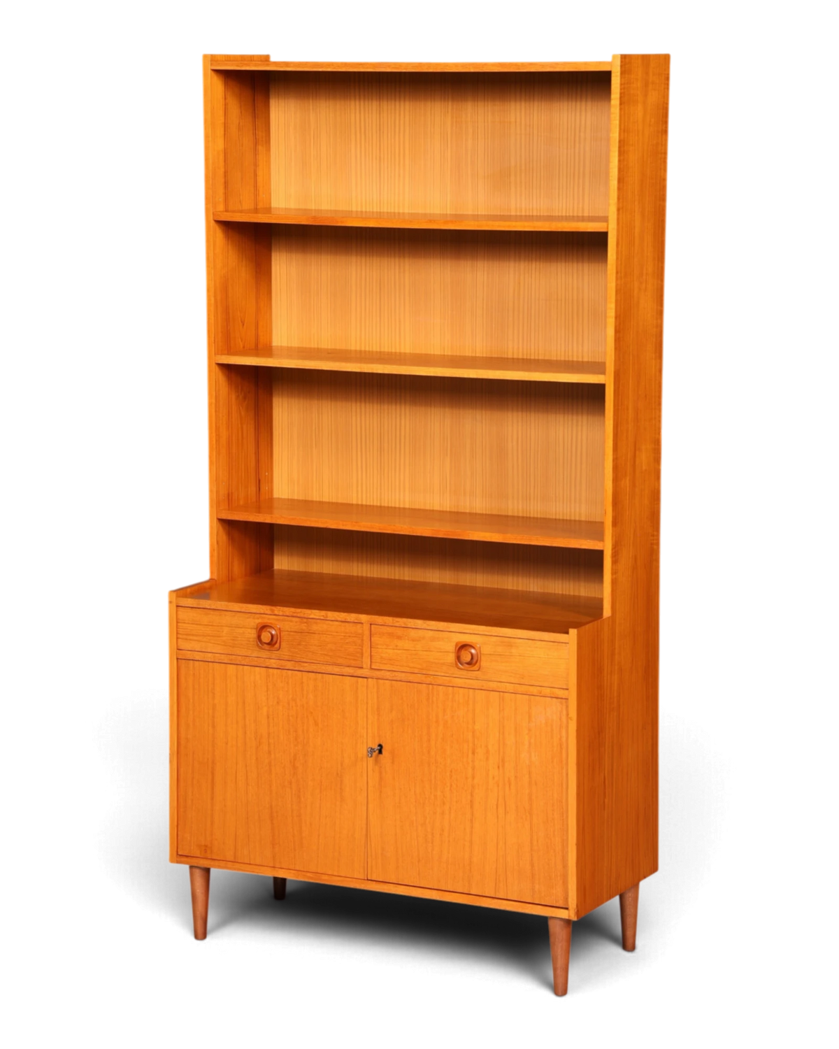 Stilvolles Mid Century Bücherregal mit Schrank Highboard Regal Bücherschrank Vintage 60er 70er