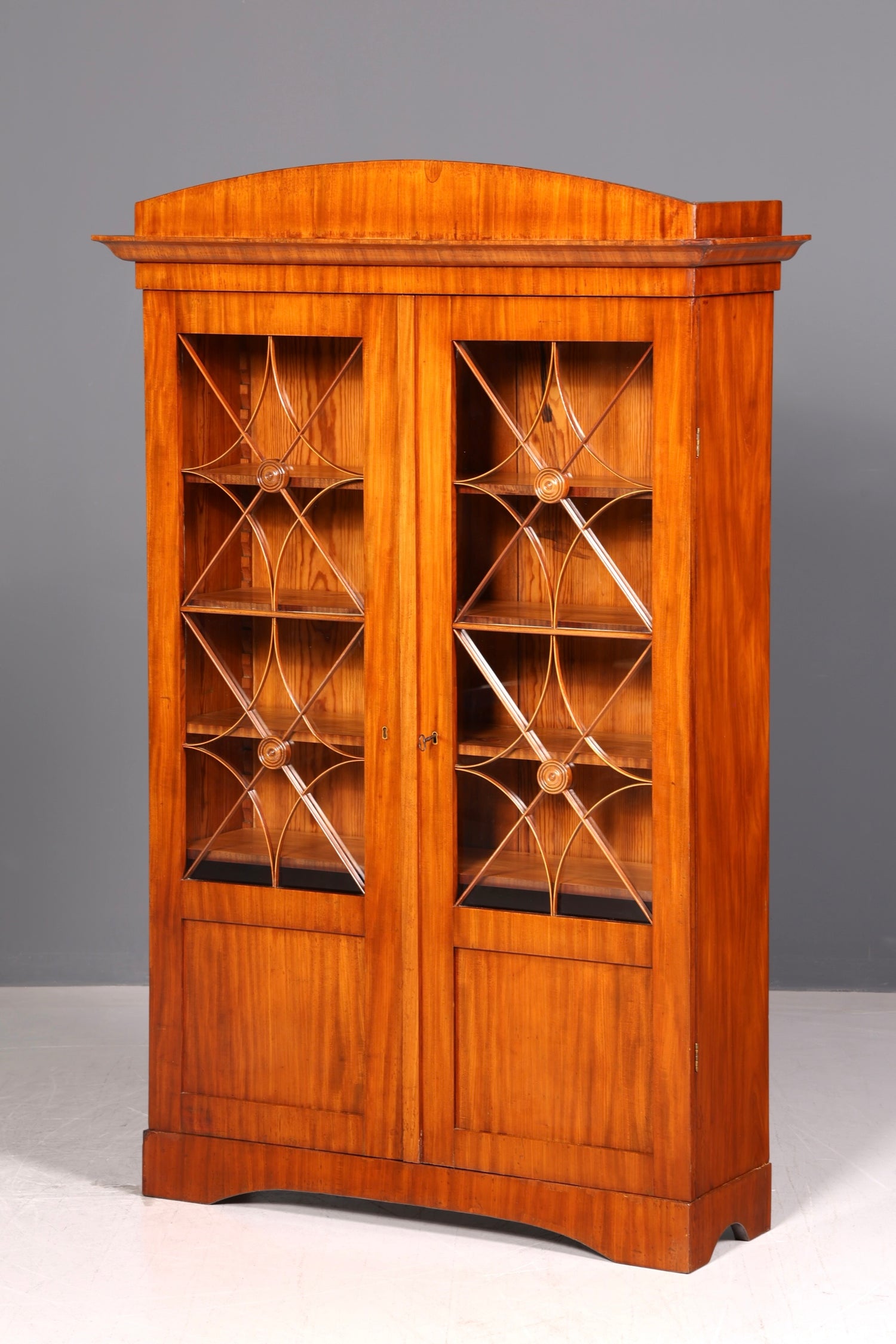 Beeindruckende Biedermeier Vitrine Glasvitrine Bücherschrank Bibliothek Art Deco Bücherregal Antik Massivholz