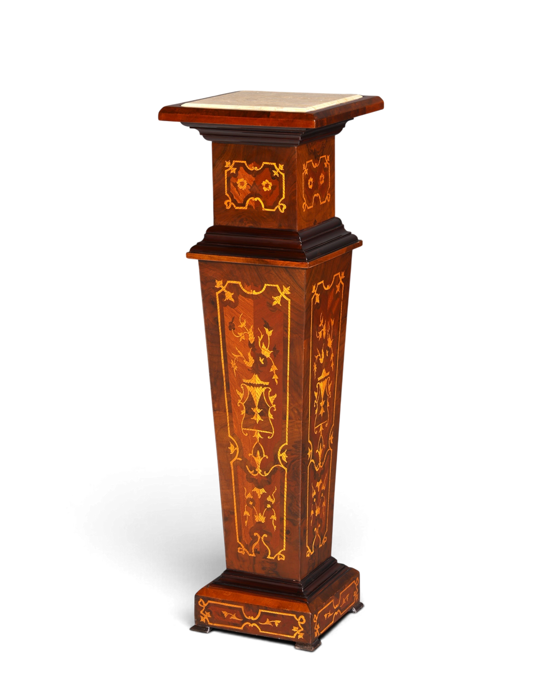 Stilvolle Barock Stil Säule Louis XV Blumensäule Naturstein Marmor Intarsien Ablage Tisch