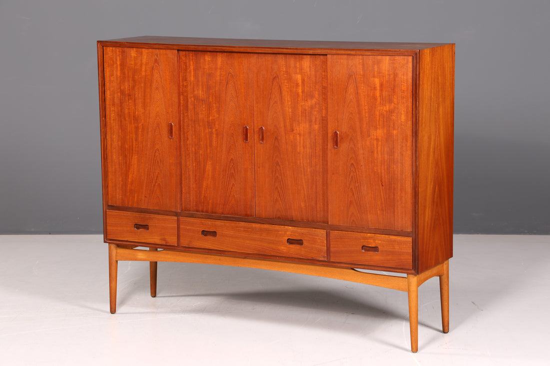 Beautiful Mid Century Highboard Vintage Cabinet Retro Sideboard Danish Design Teak Wood Dresser