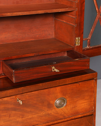 Wunderschöner Englischer Aufsatzsekretär Antik Sekretär Bücherschrank Vitrine Mahagoni Büro Schreibschrank UK