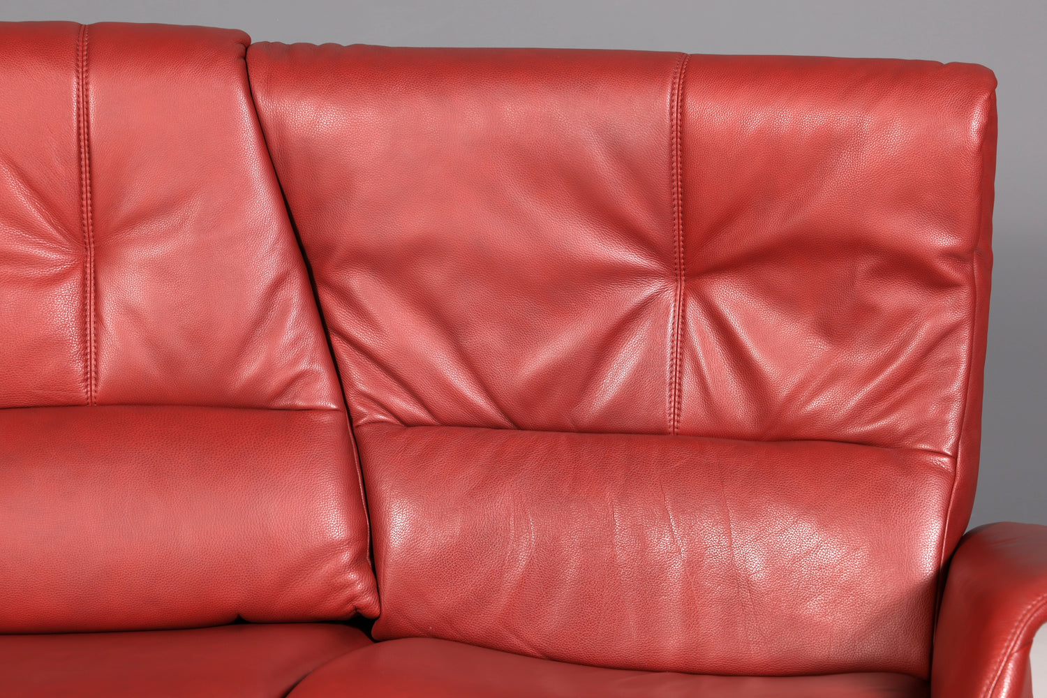 Edles Himolla Ledersofa Trapez 3-Sitzer Echt Leder Rot Relaxsofa Couch Sofa elektrisch verstellbar Vintage