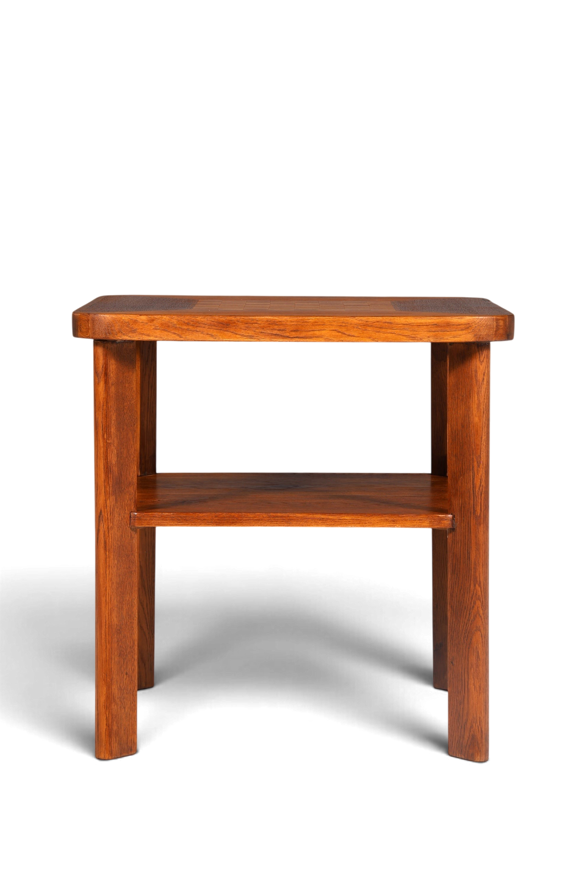Hauptstadt Möblerei Art-Deco Beistelltisch aus Eichenholz mit quadratischer Ablagefläche im Vintage-Stil