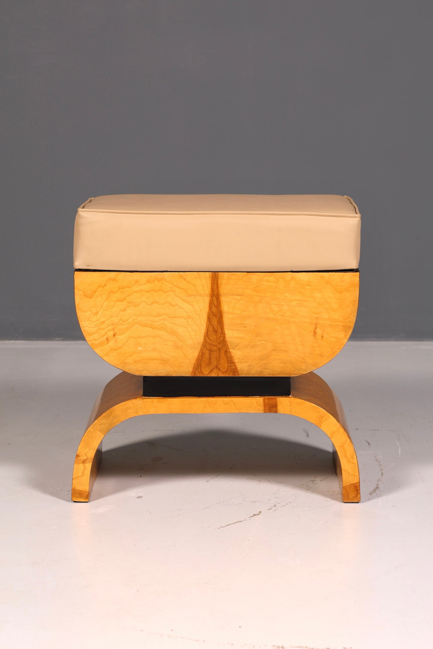 Beautiful Art Deco-style stool, birch, seat stool, footstool, footrest, antique vintage