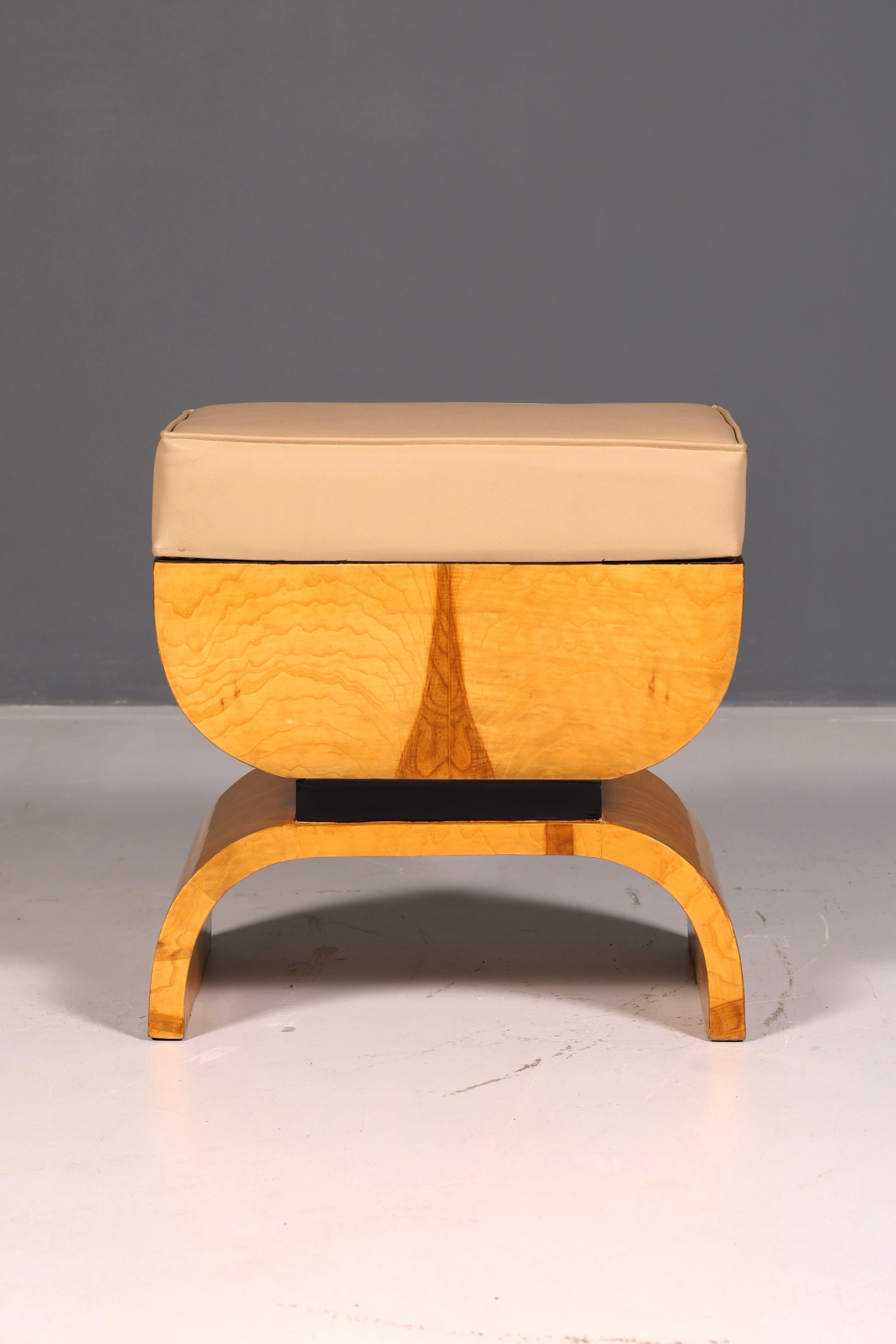 Beautiful Art Deco-style stool, birch, seat stool, footstool, footrest, antique vintage