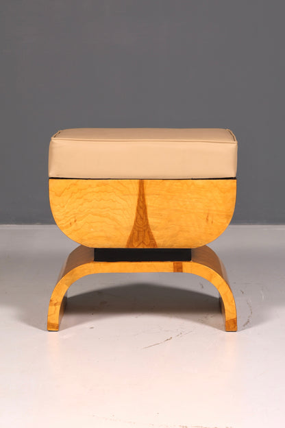 Beautiful Art Deco-style stool, birch, seat stool, footstool, footrest, antique vintage