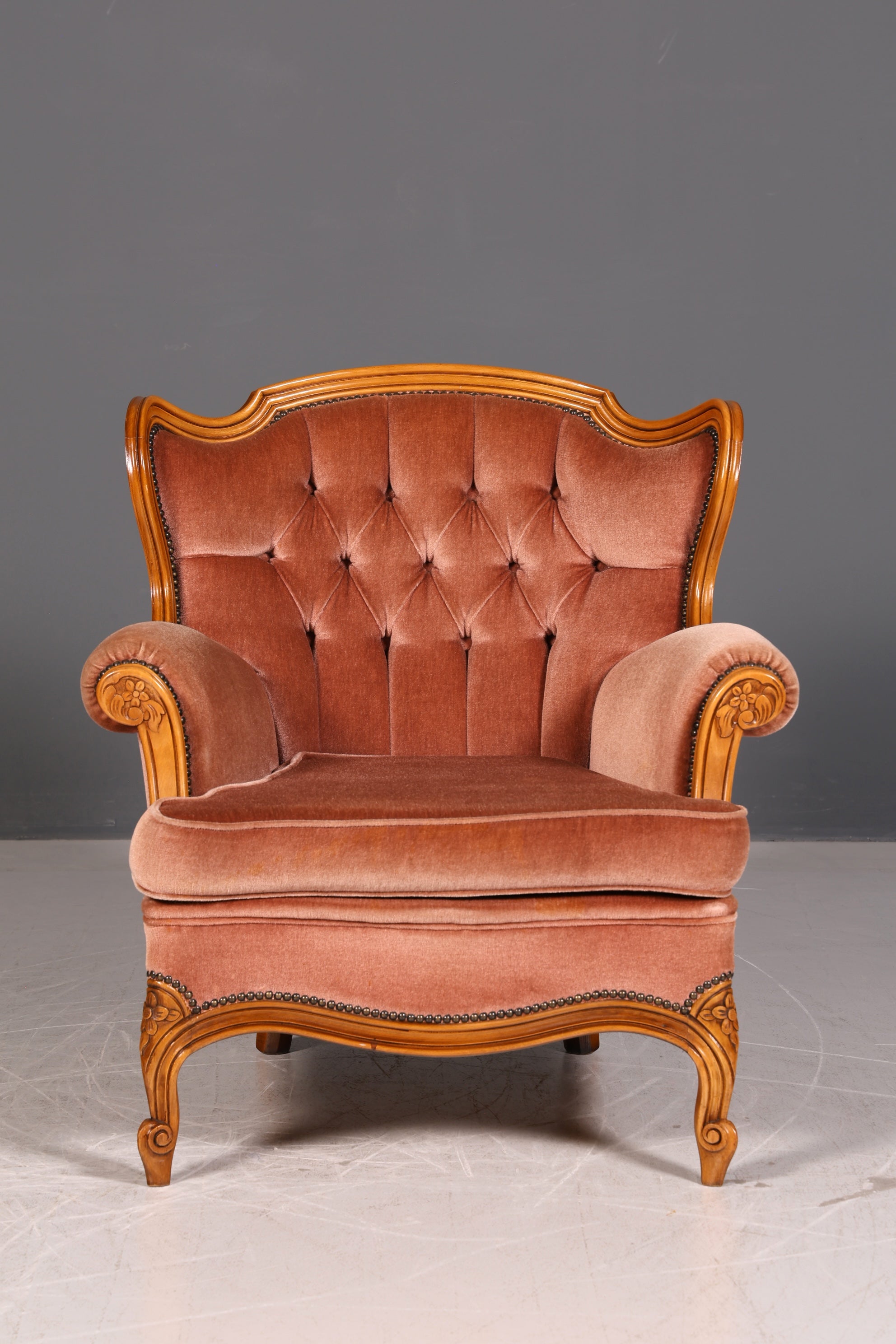 Chippendale Armchair Baroque Style Velvet Fabric Armchair Rococo Antique 4 of 4