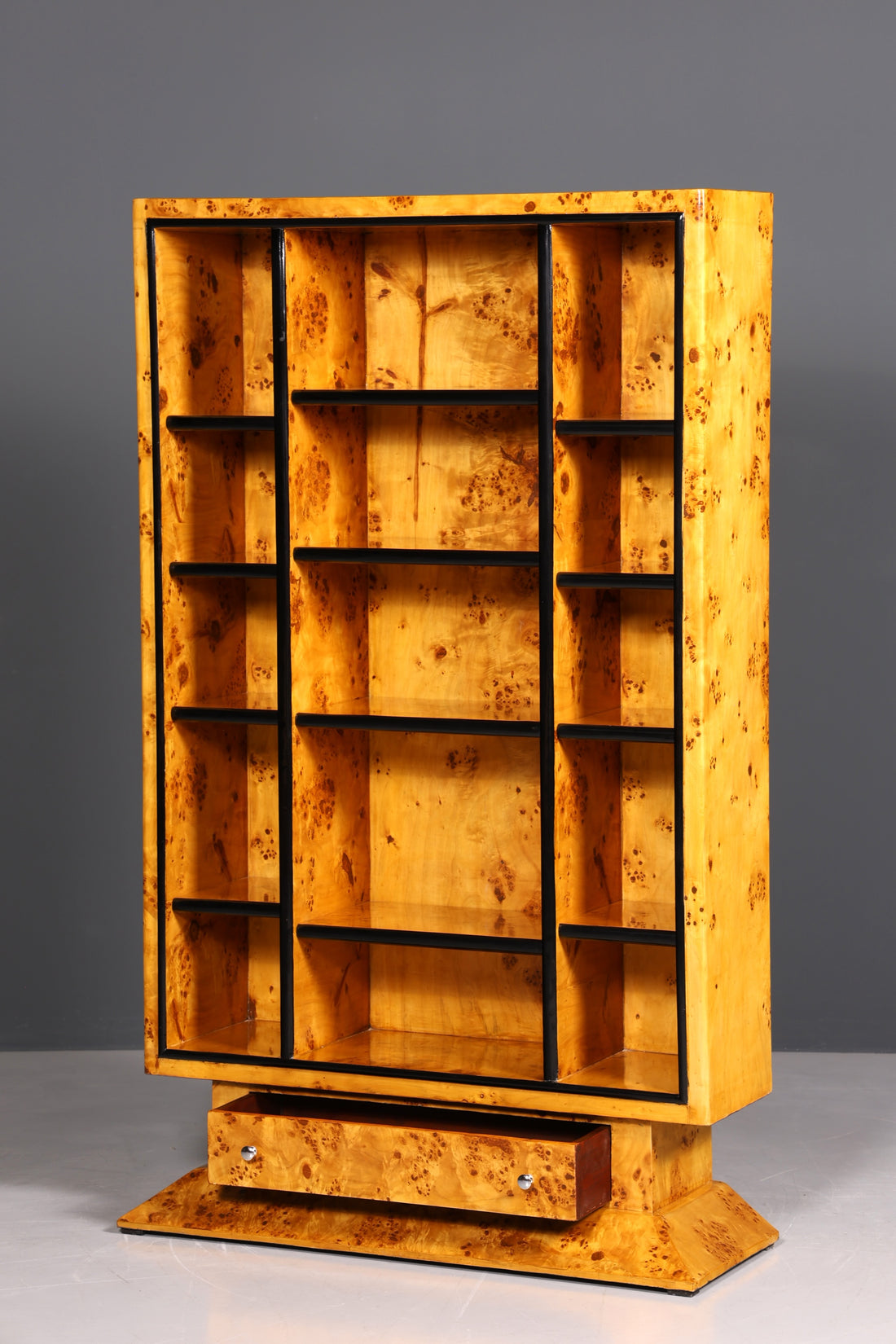 Impressive Art Deco design birch bookshelf, luxury shelf, Biedermeier library