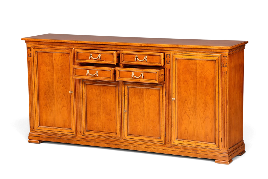 Hauptstadt Möblerei Selva Sideboard Villa Borghese aus massivem Holz im antiken italienischen Stil mit Schubladen