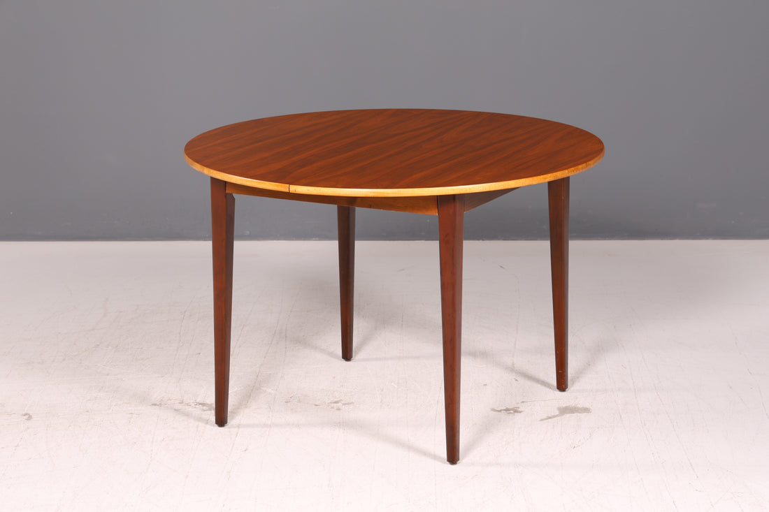 Simple mid-century extendable dining table, round vintage table, retro kitchen table from the ’60s