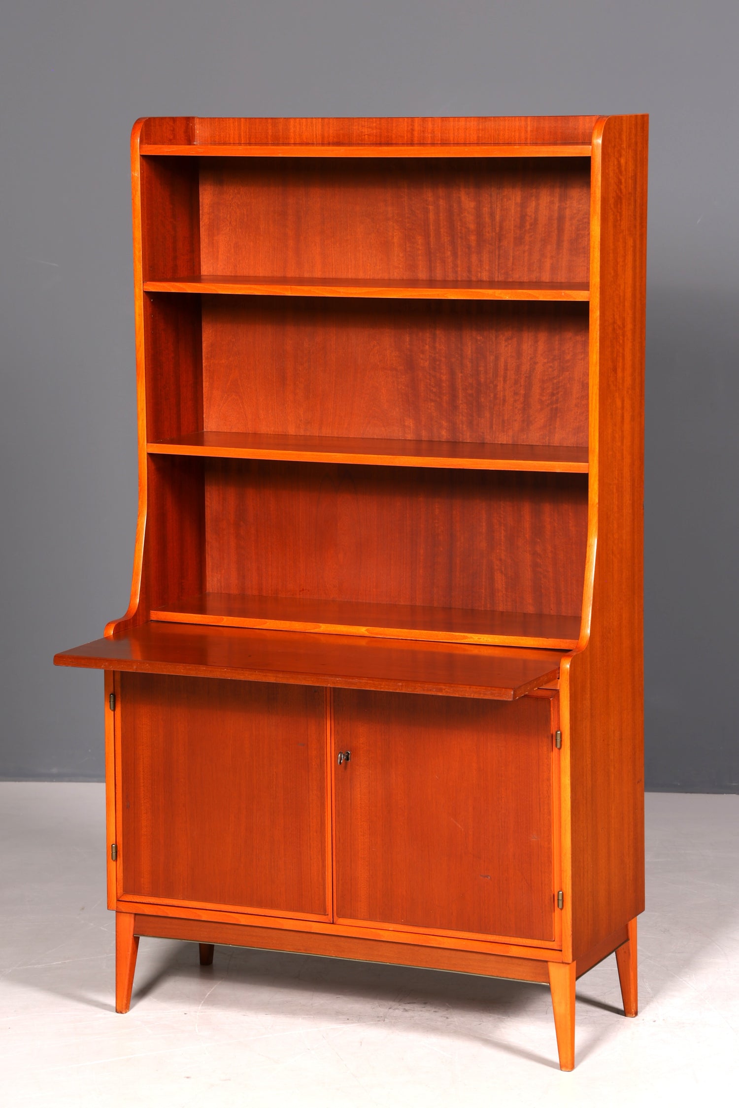 Wunderschöner Mid Century Schrank Bücherregal Vintage Sekretär Highboard Holz Regal