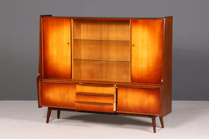 G140 Finish Traumhafter Mid Century Highboard Retro Vitrine 60er Jahre Schrank Kommode