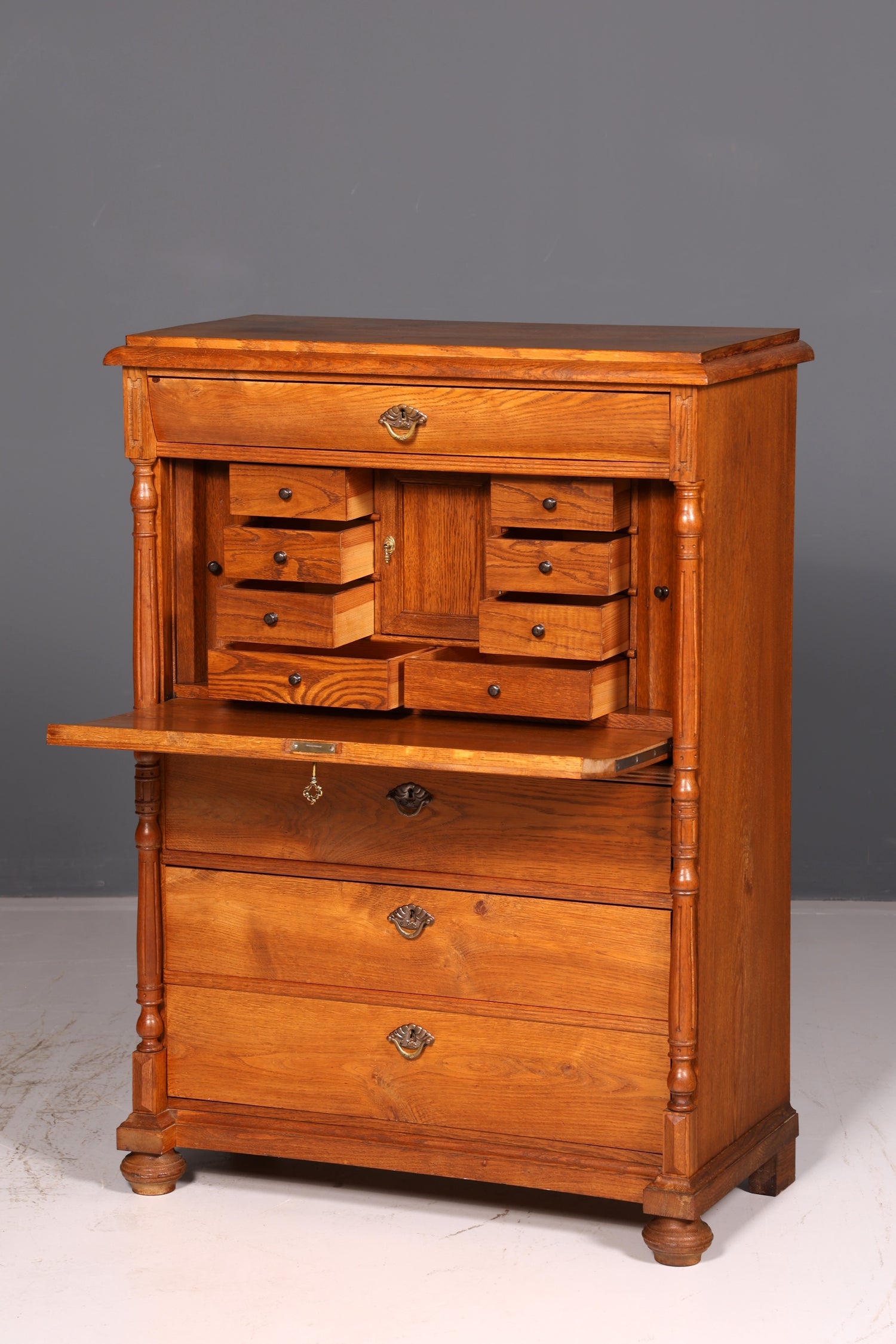 Stilvoller Gründerzeit Sekretär Vertiko Highboard Jugendstil Kommode Landhaus Schrank um 1880 Antik