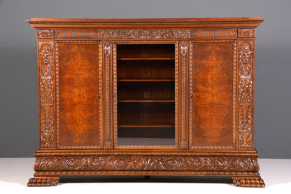Wunderschöner Neorenaissance Bücherschrank Antik Vitrine Herrenzimmer Gründerzeit Buffet Schrank Regal Kanzlei
