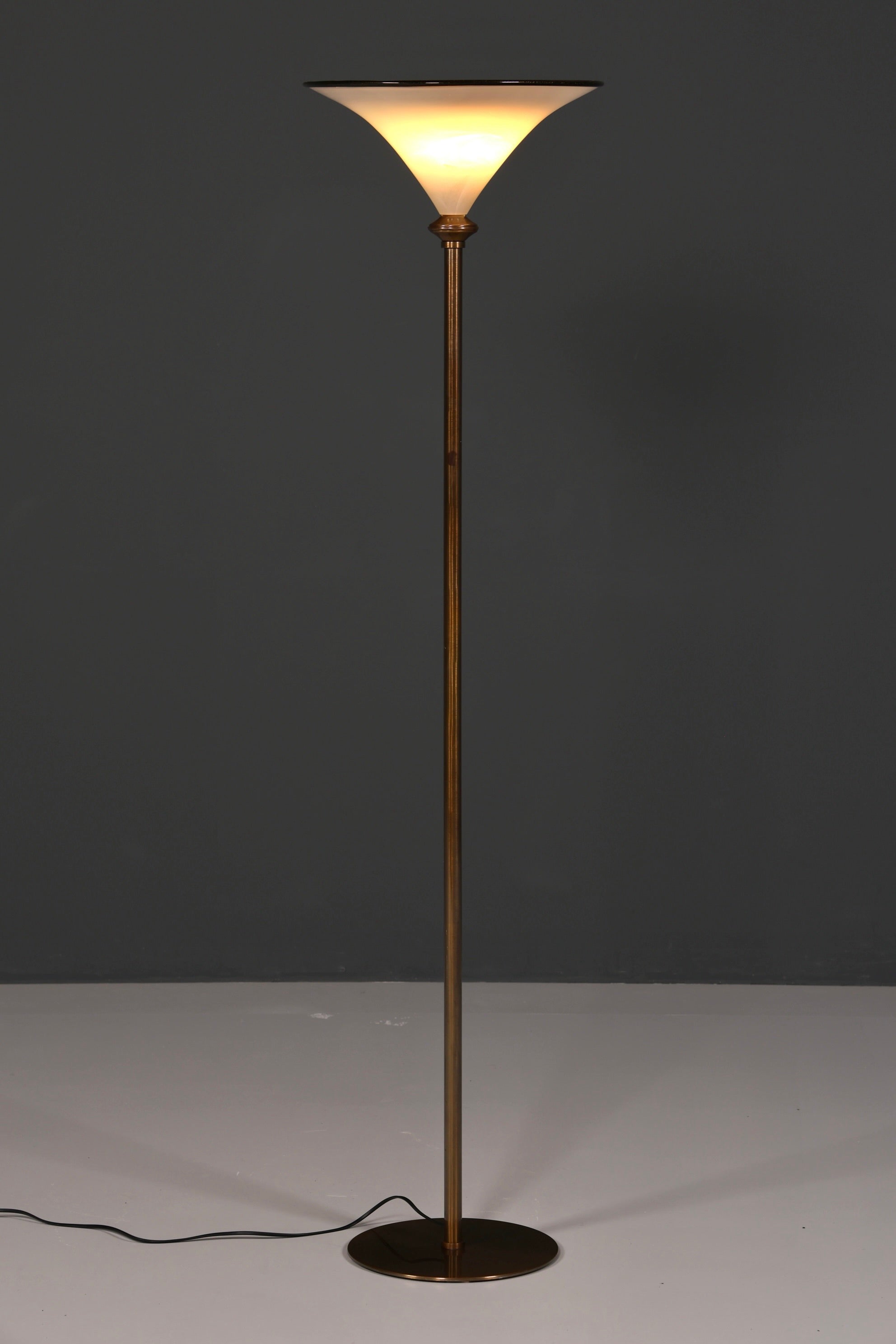 Beautiful Italian floor lamp by Barovier &amp;amp; Toso, Murano glass lampshade, uplighter, floor lamp, 2 of 2