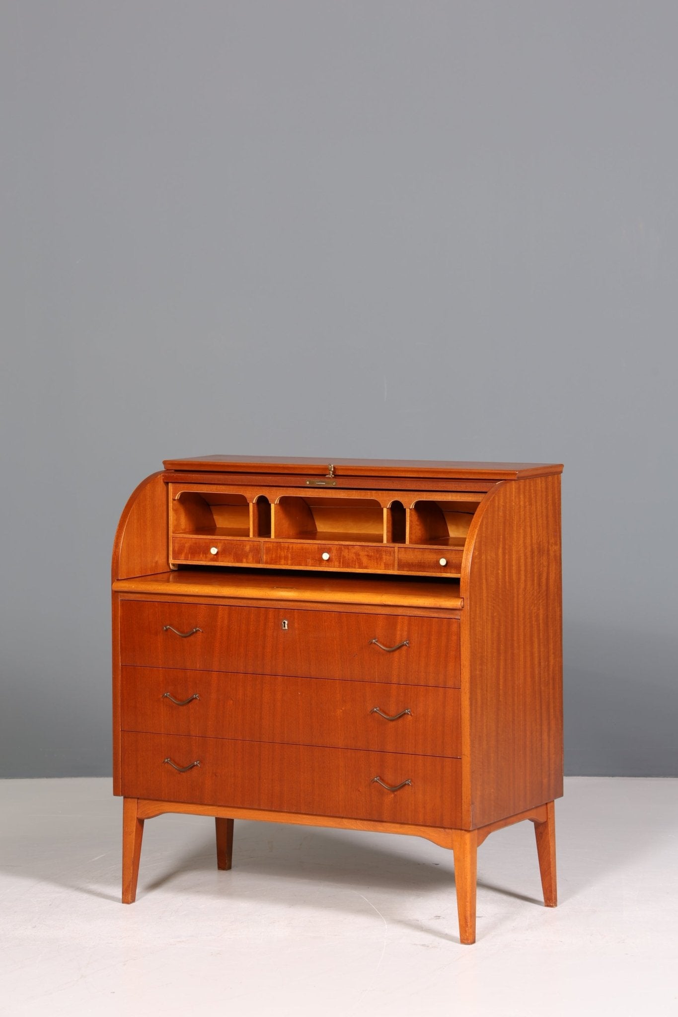 Traumhafter Mid Century Rollladen Sekretär Danish Design echt Holz Rollladen Kommode Schreibkommode