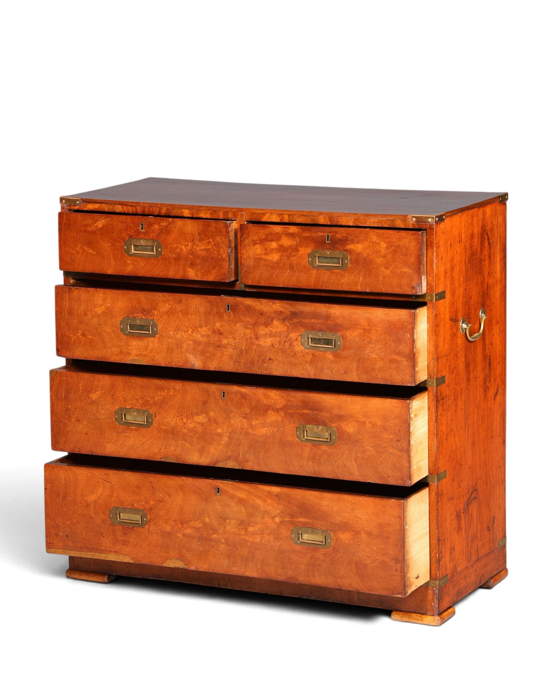 Hauptstadt Möblerei maritime Military Chest Kommode aus massivem Holz mit Messingbeschlägen und vier Schubladen