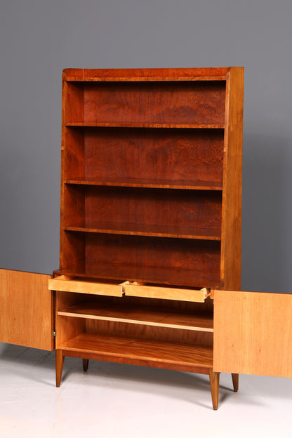 Schlichtes Mid Century Bücherregal Danish Design Regal Schrank Nussbaum Vintage Retro 60s Holz
