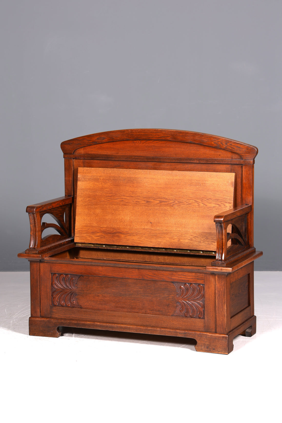 Beautiful Art Nouveau bench, antique bench, chest, oak sofa, wooden bench, wooden chest