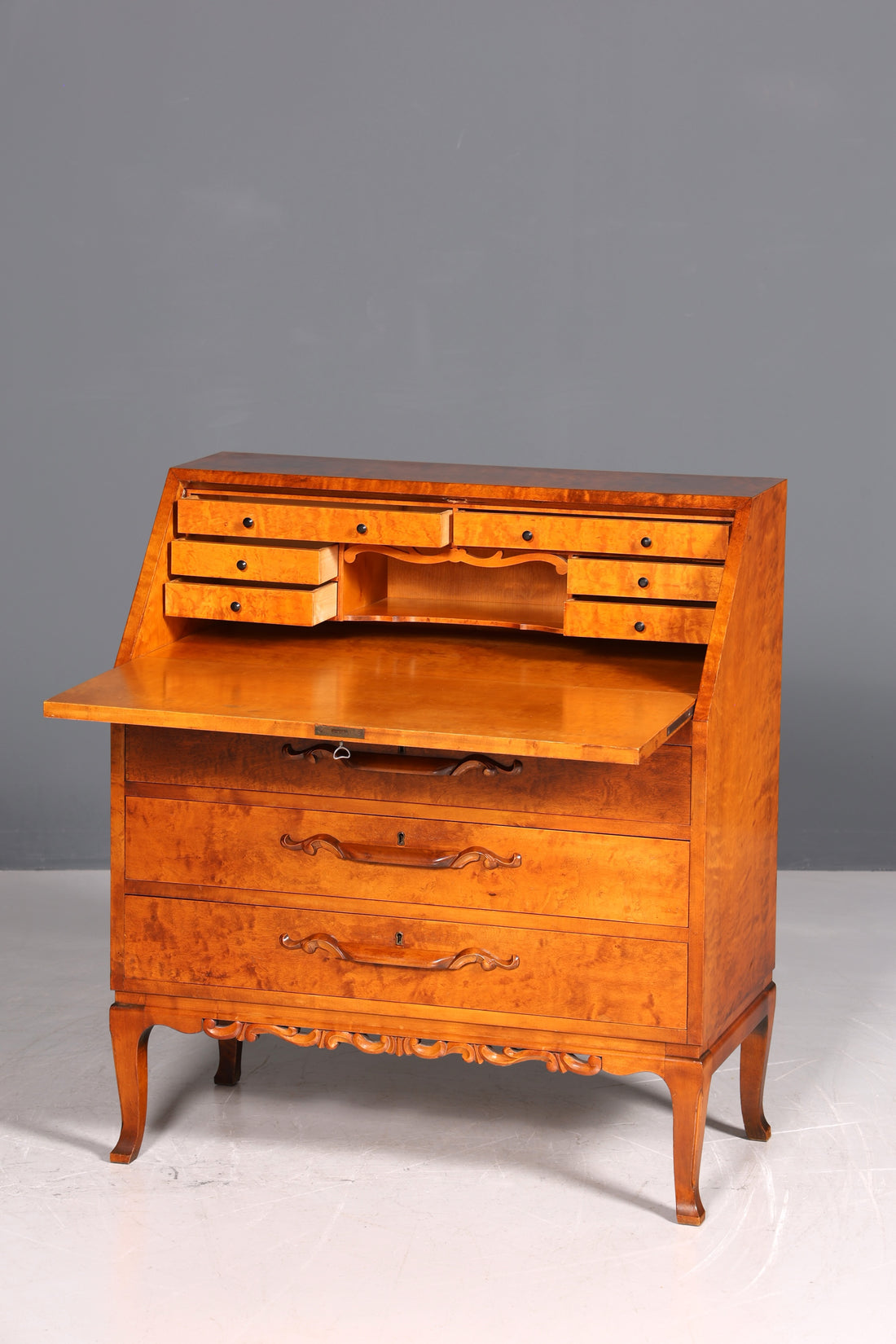 Beautiful Secretary around 1930 Office Chest of Drawers Cherry Wood Secretary Desk Chest of Drawers