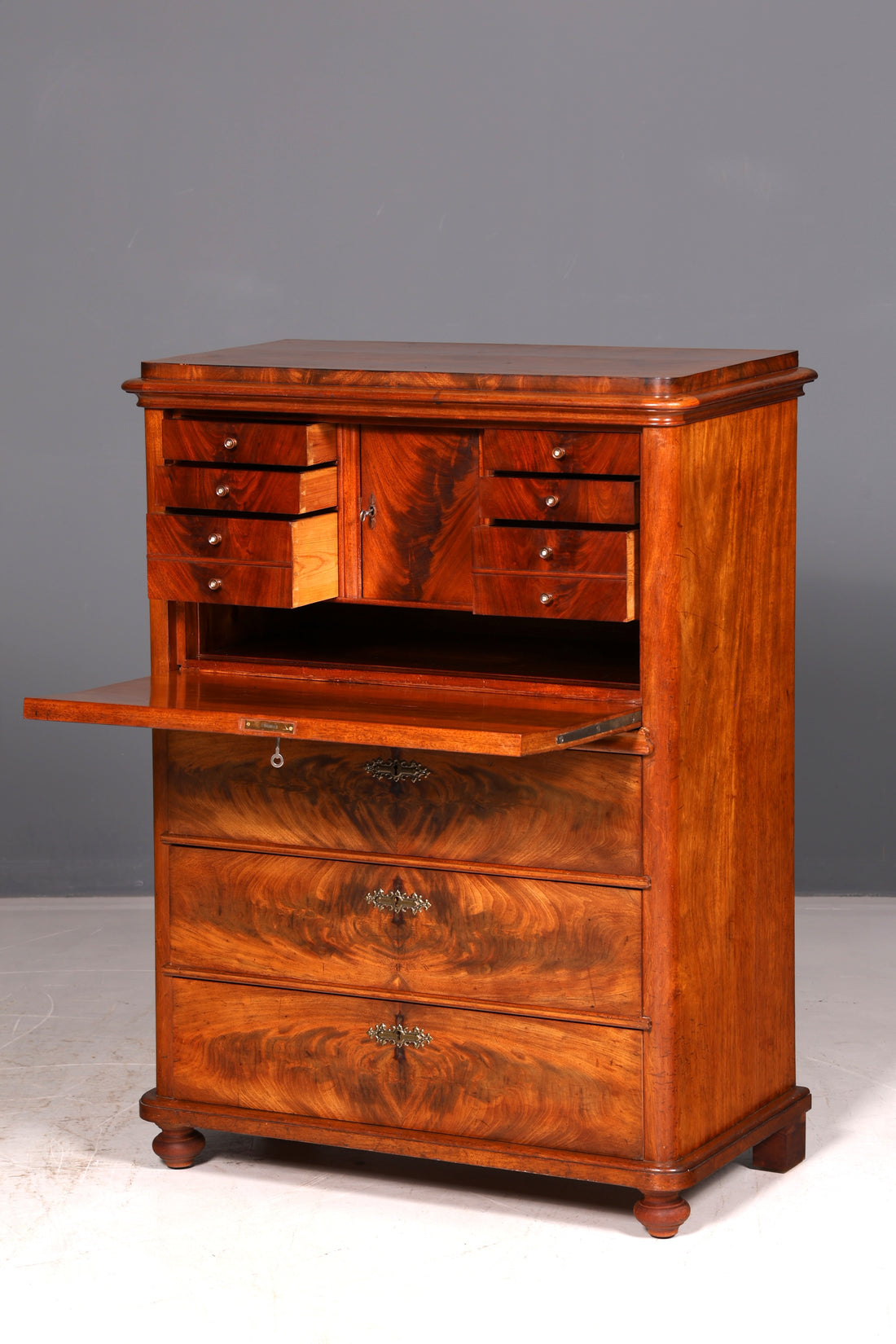 Beautiful Louis Philippe secretary cabinet, vertiko, highboard, Gründerzeit chest of drawers, cabinet, circa 1880, antique, vintage