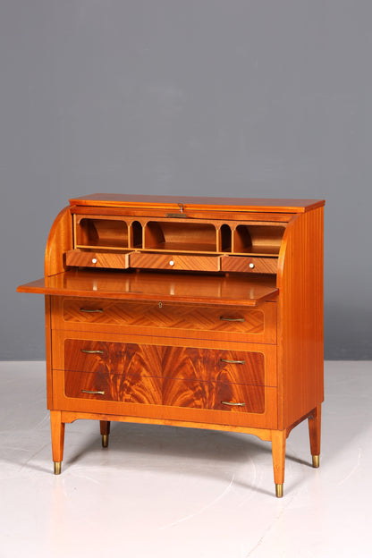 F880 Finish cm Wunderschöner Mid Century Rollladen Sekretär Danish Design Teak Holz Schreibkommode 60er Jahre