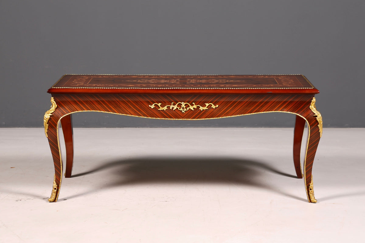 Traumhafter Barock Stil Couchtisch Intarsien Antik Messing Wohnzimmer Tisch Ablage