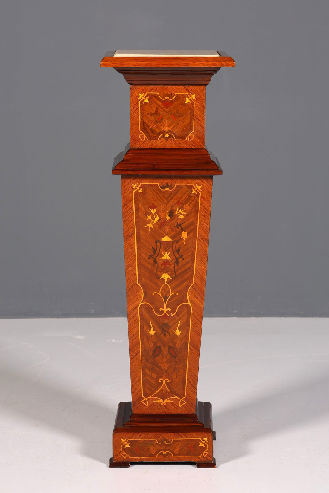 Stylish Baroque style column, Louis XV flower column, natural stone inlays, marble shelf, table