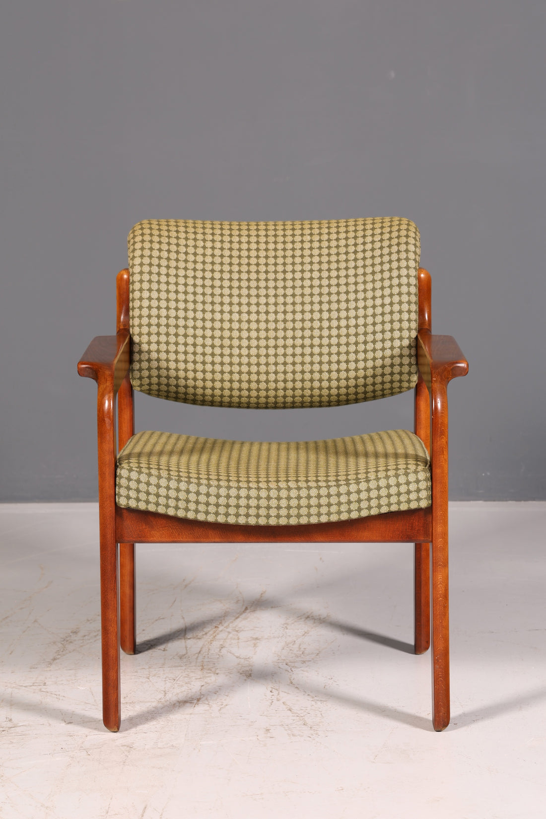 Elegant mid-century armchair, secretary chair, lounge chair, retro wooden armchair, vintage, 2 of 5