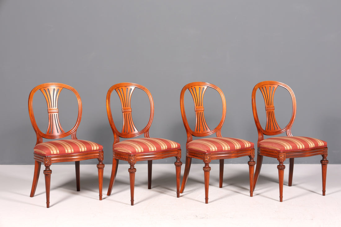 4x Elegant English Dining Chairs, Antique 1960s Kitchen Chairs, Chair Set