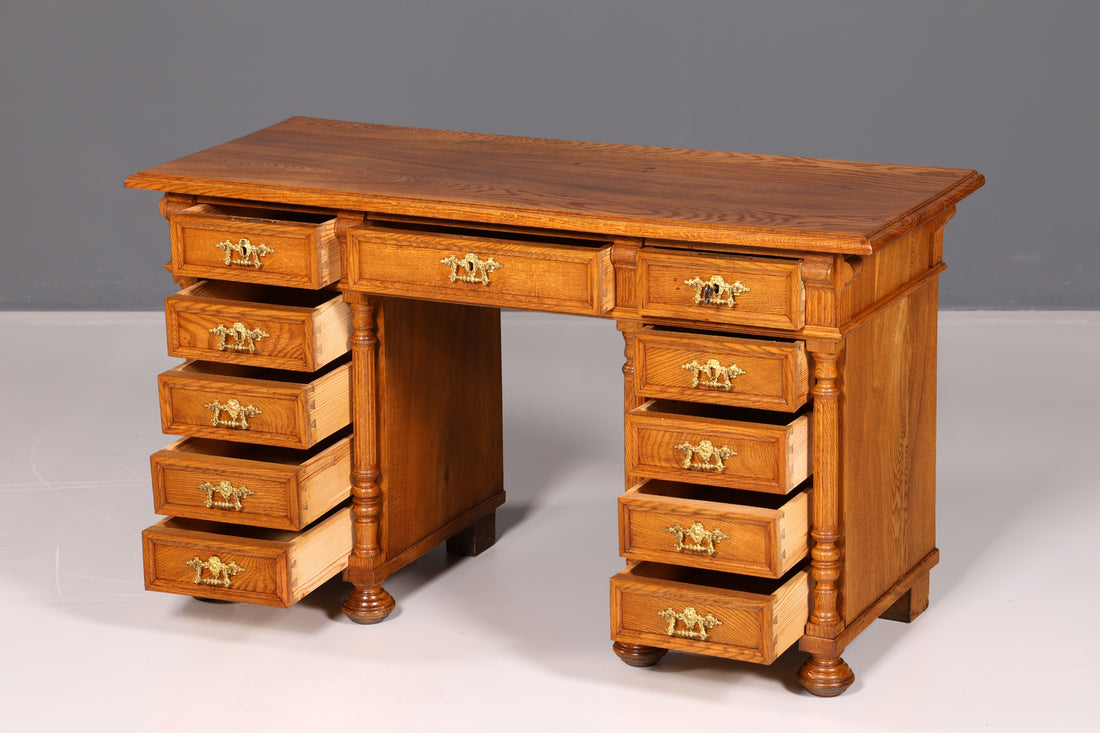 Traumhafter Gründerzeit Schreibtisch Jugendstil Bürotisch Antik Massivholz