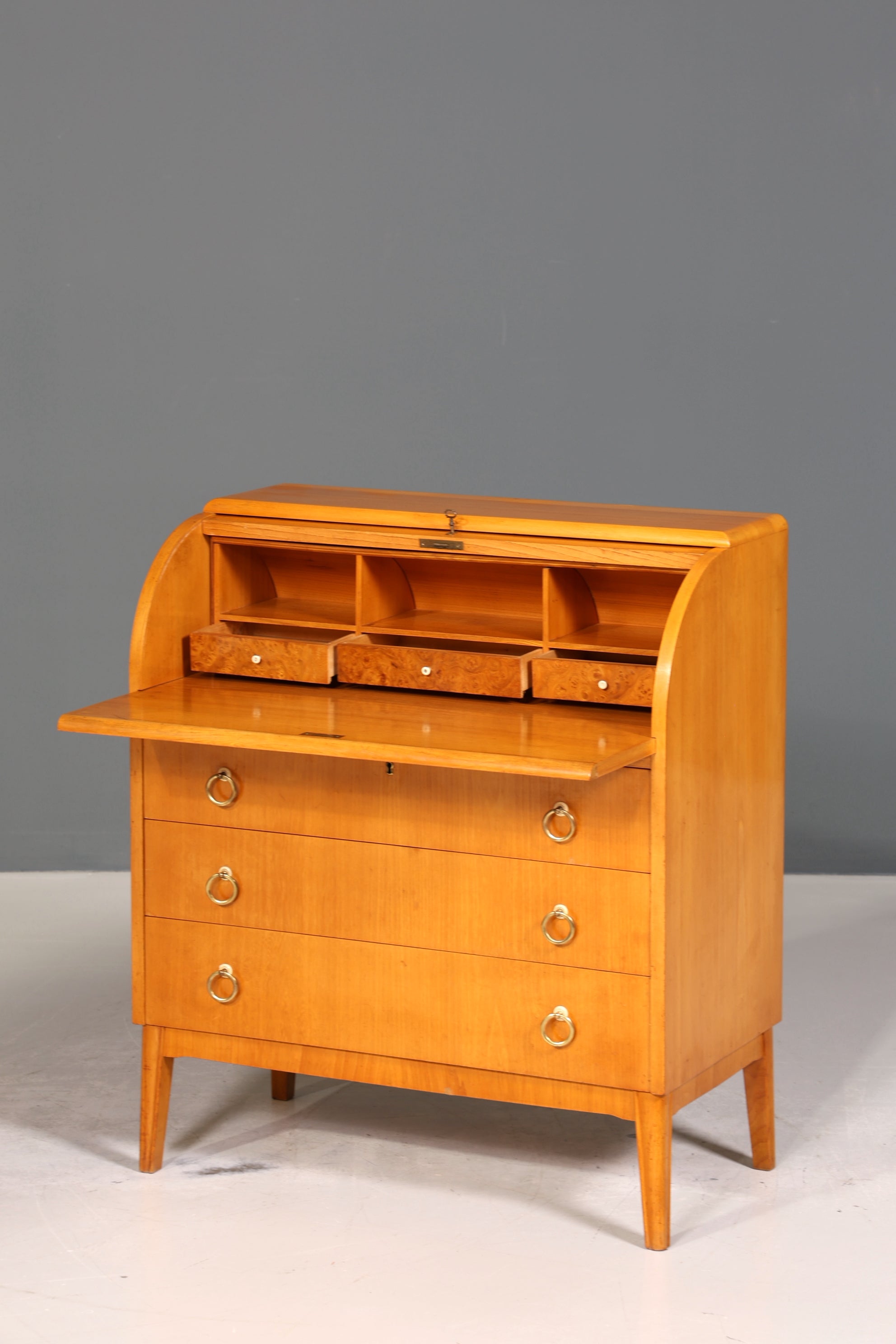 Wunderschöner Mid Century Rollladen Sekretär echt Holz Büro Schrank Retro Schreibkommode