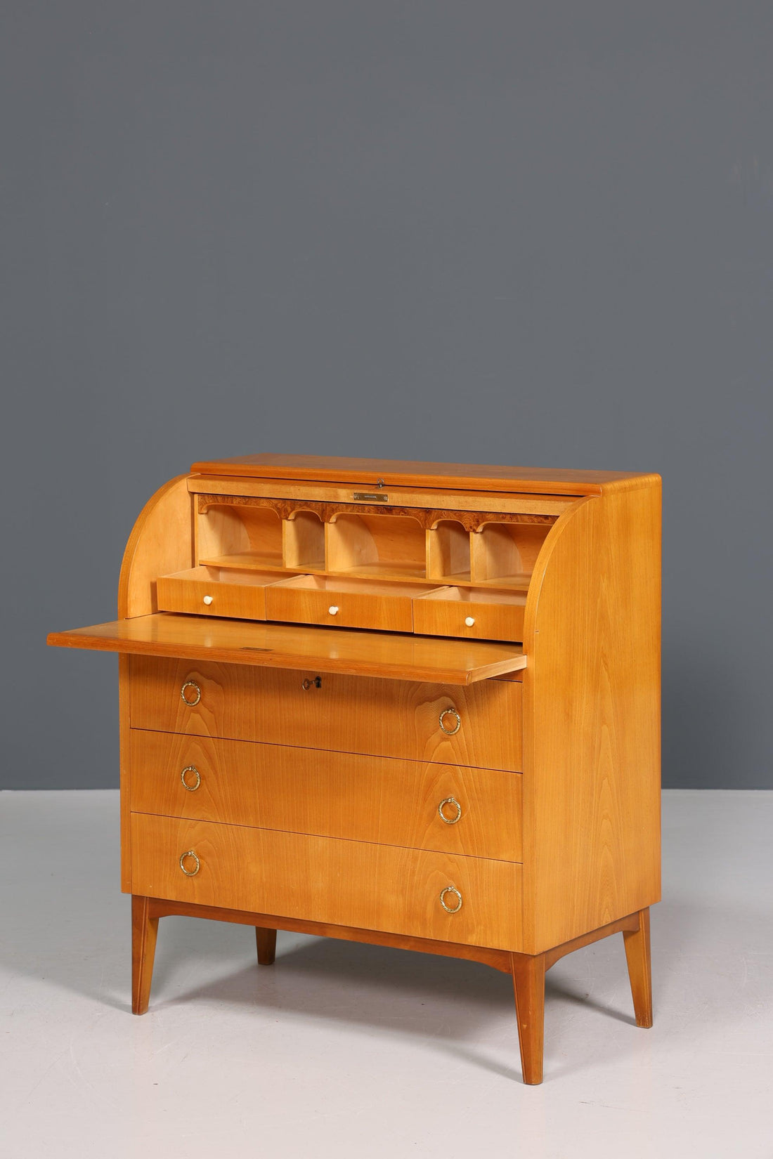 Stilvoller Mid Century Rollladen Sekretär Danish Design Retro Büro Schrank Vintage Büro Kommode