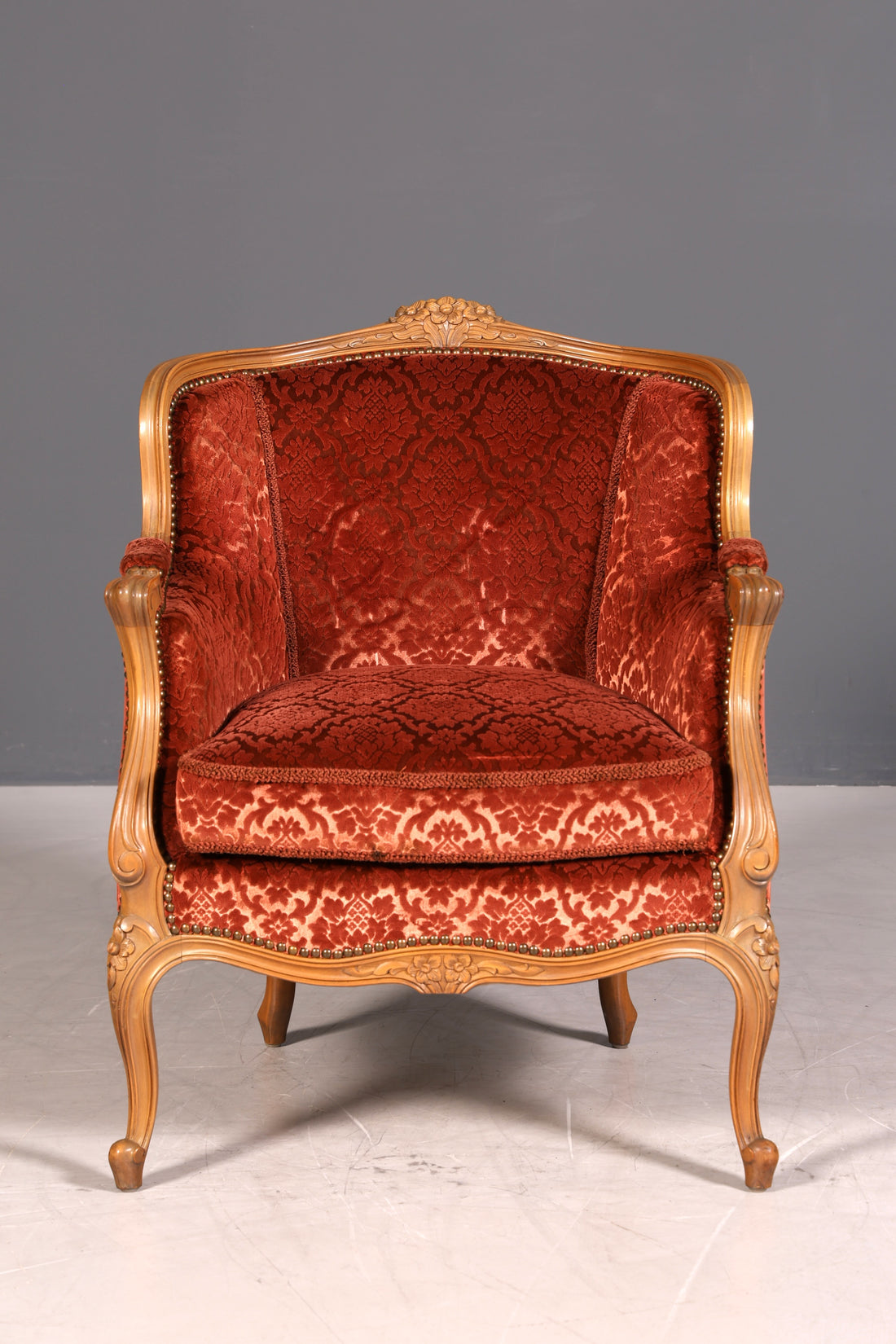 Edler Chippendale Armlehnsessel Barock Stil Sessel Samt Stoff Armchair Sessel 1 von 2