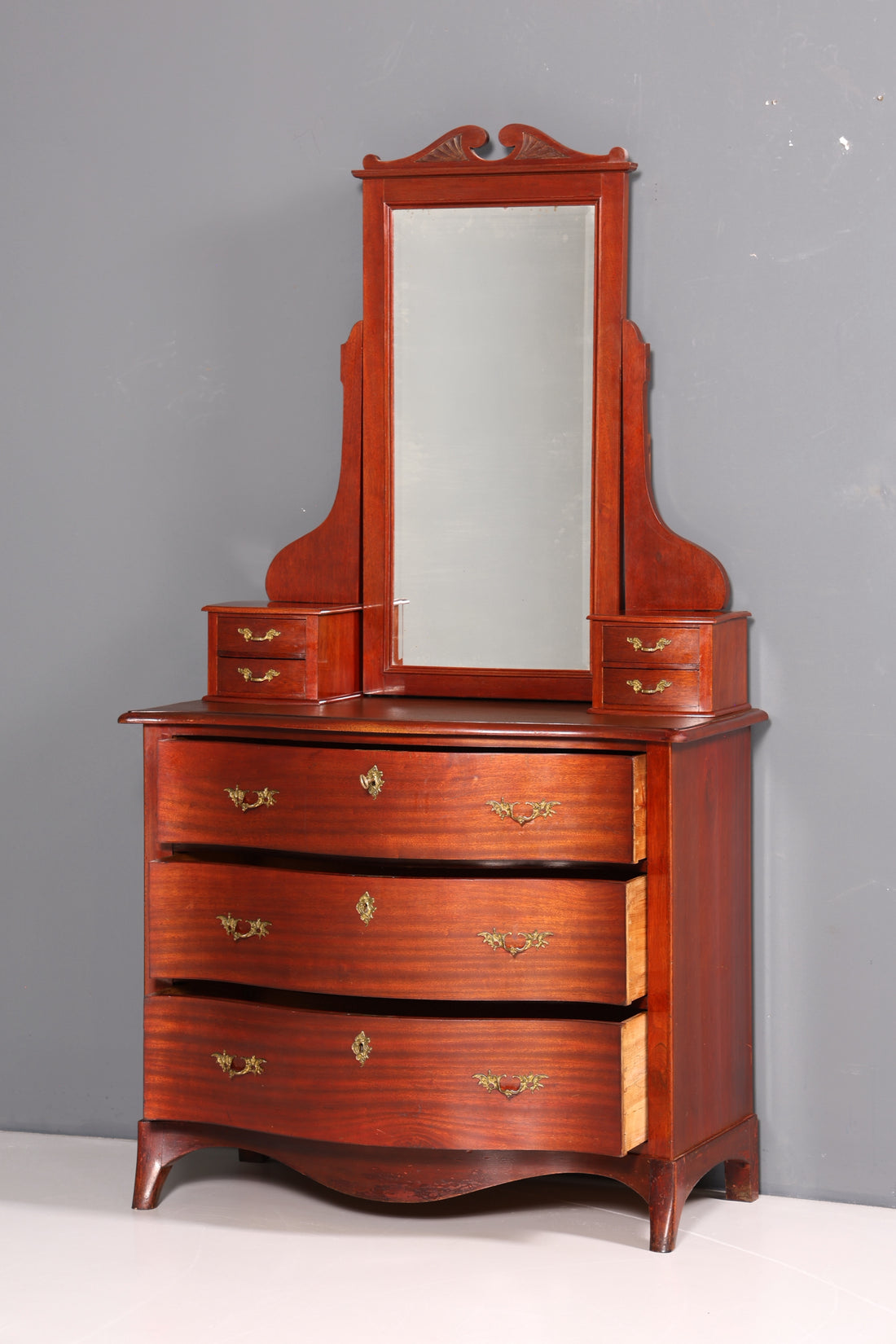 Wunderschöne Englische Kommode mit Spiegelaufsatz Barock Stil Frisierkommode Holz Schrank Flurschrank