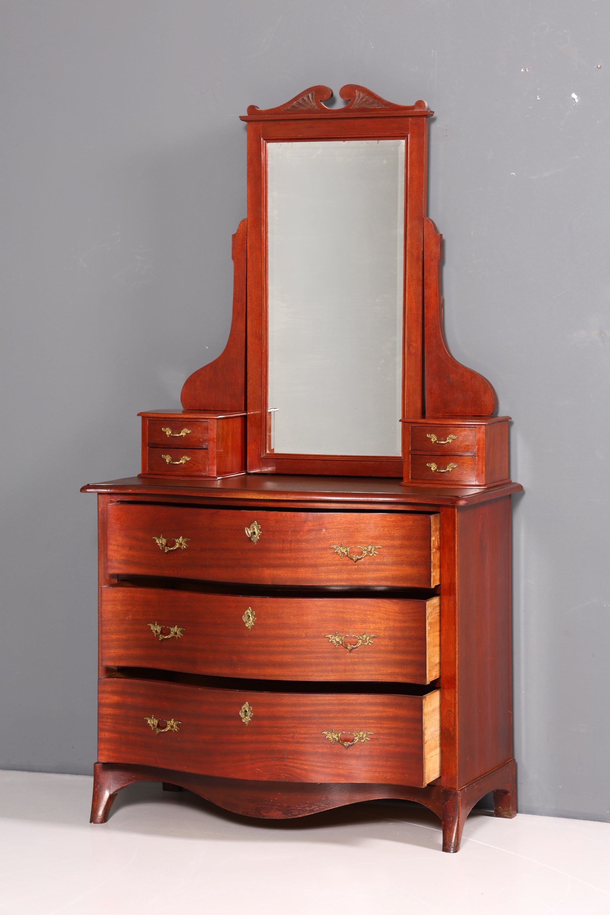 Wunderschöne Englische Kommode mit Spiegelaufsatz Barock Stil Frisierkommode Holz Schrank Flurschrank