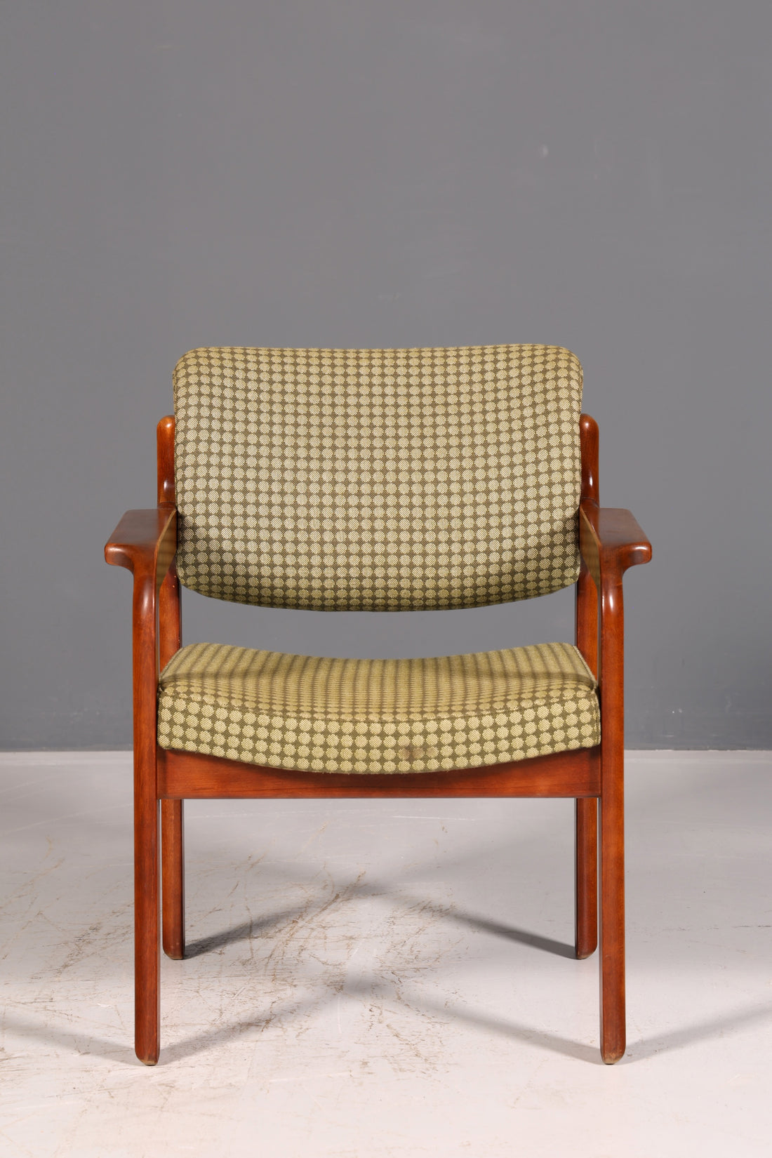 Elegant mid-century armchair, secretary chair, lounge chair, retro wooden armchair, vintage, 1 of 5