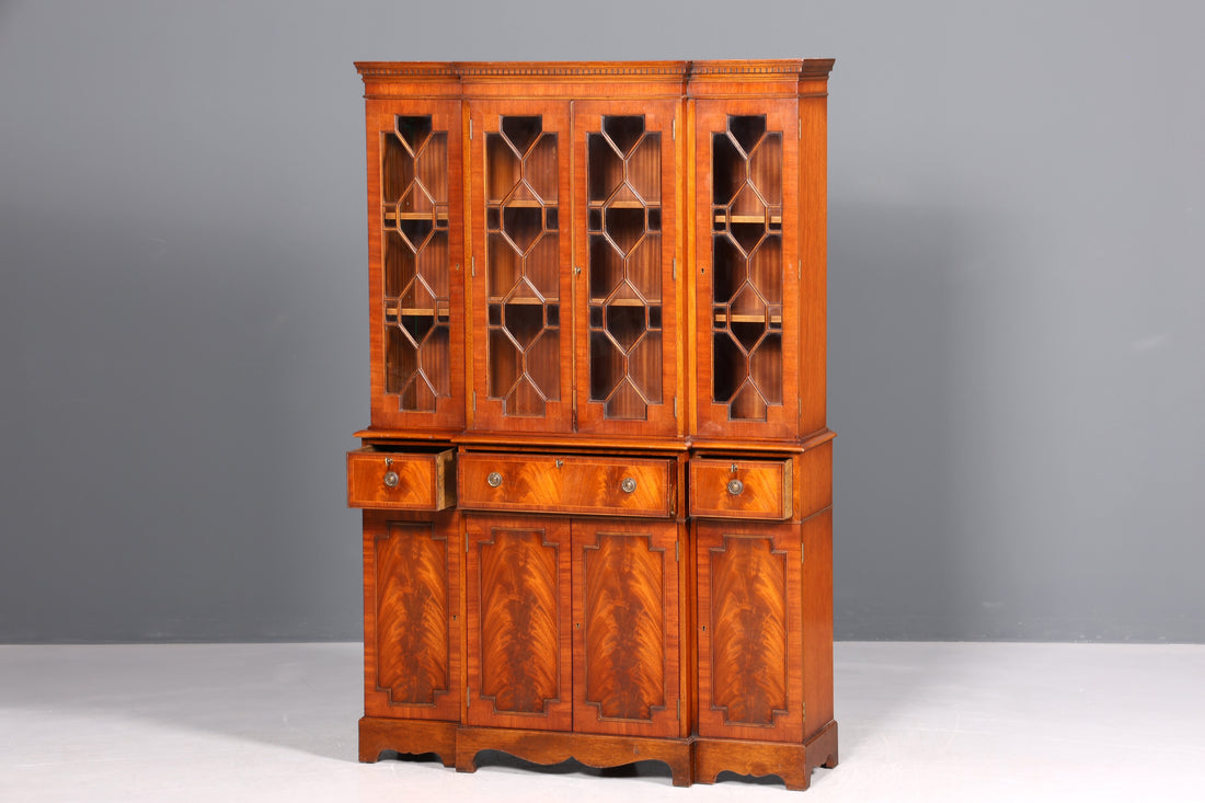 Beautiful English display cabinet, real wood secretary desk, library bookcase, bookshelf 