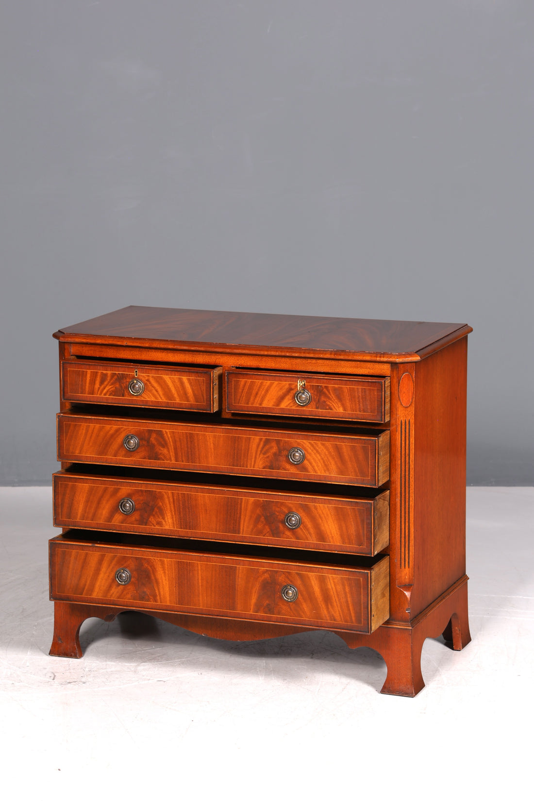Beautiful English mahogany wood TV cabinet, antique chest of drawers