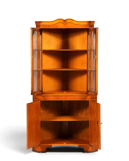 Wunderschöne Englische Eckvitrine Eibe Antik 60s Echt Holz Eckschrank Glasvitrine