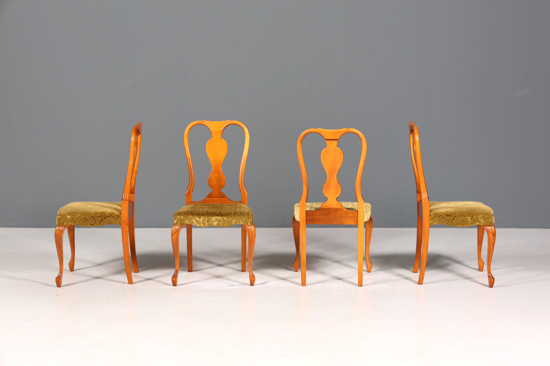 4x Wunderschöne Chippendale Stühle Barock Stil Stuhlset Polsterstuhl Set Küchenstühle Esszimmer Stühle