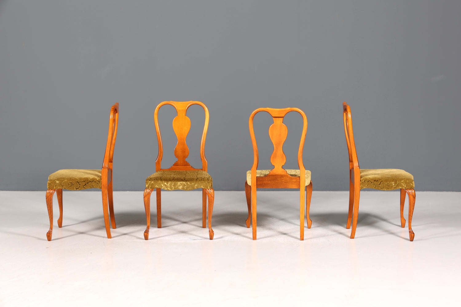 4x Wunderschöne Chippendale Stühle Barock Stil Stuhlset Polsterstuhl Set Küchenstühle Esszimmer Stühle