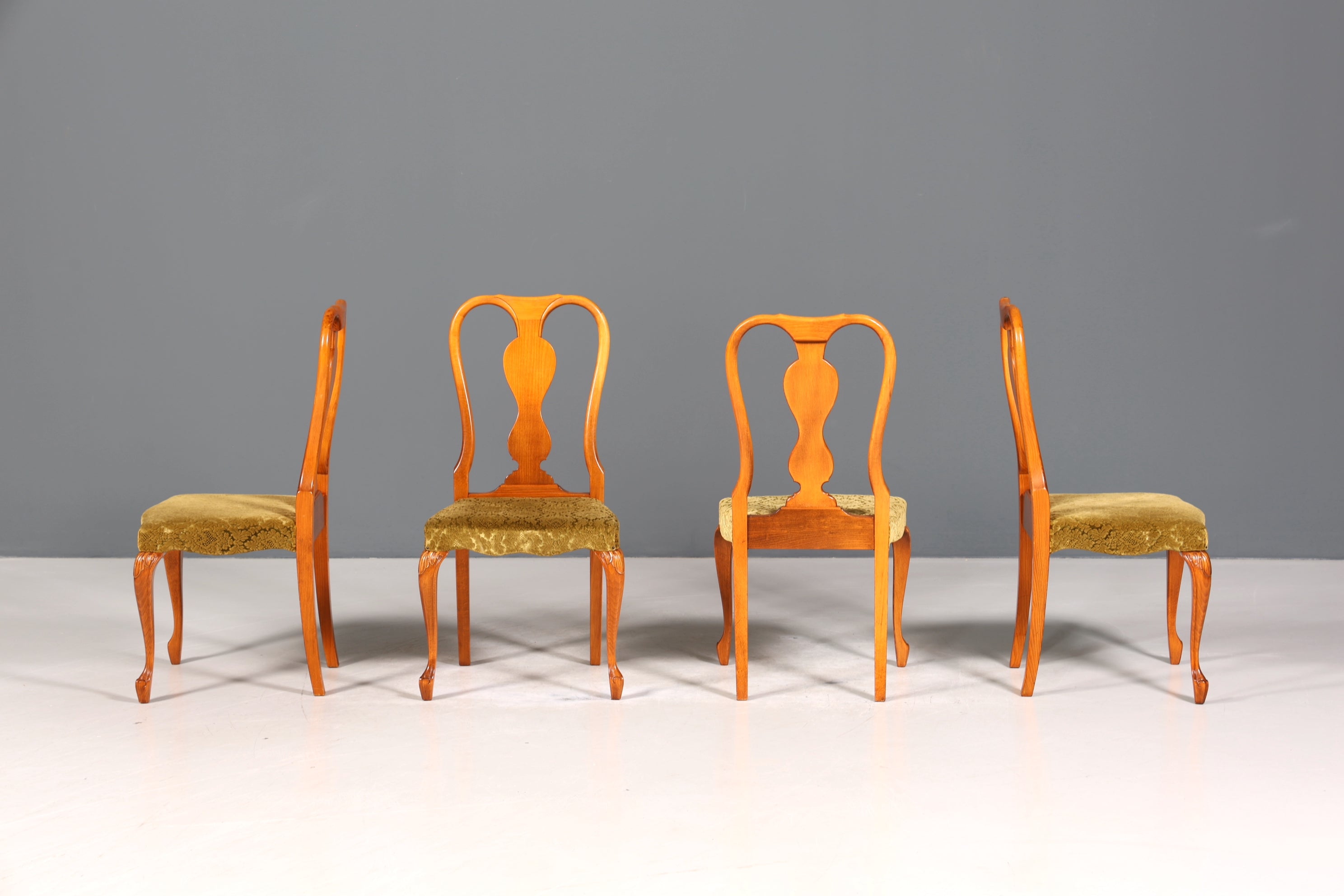 4x Wunderschöne Chippendale Stühle Barock Stil Stuhlset Polsterstuhl Set Küchenstühle Esszimmer Stühle