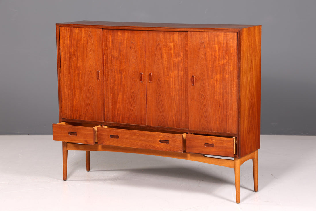 Beautiful Mid Century Highboard Vintage Cabinet Retro Sideboard Danish Design Teak Wood Dresser