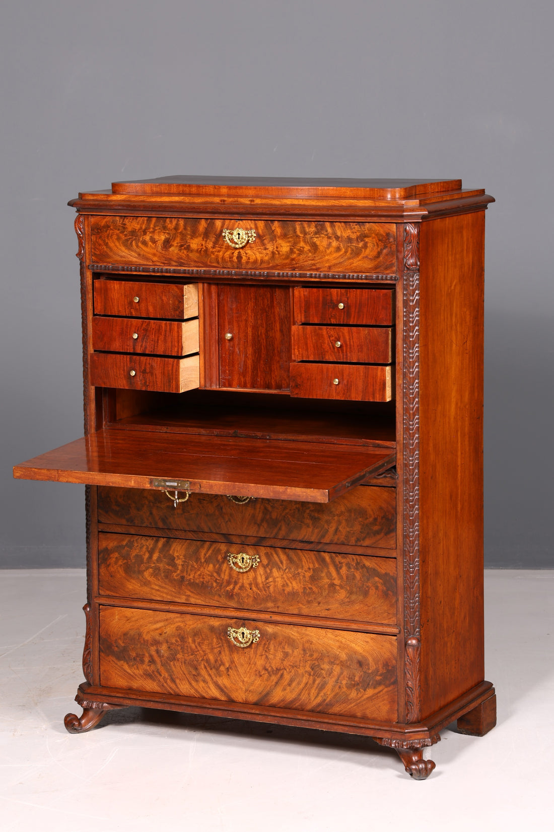 Elegant Louis Philippe Secretary Desk, Vertiko, Gründerzeit Chest of Drawers, Antique circa 1880, Chiffonier