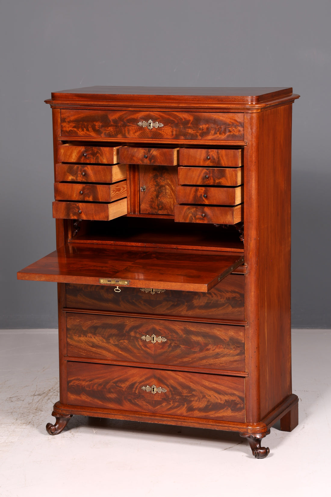 Stunning Louis Philippe secretary desk, Vertiko, Gründerzeit, chest of drawers, antique tallboy, chiffonnier